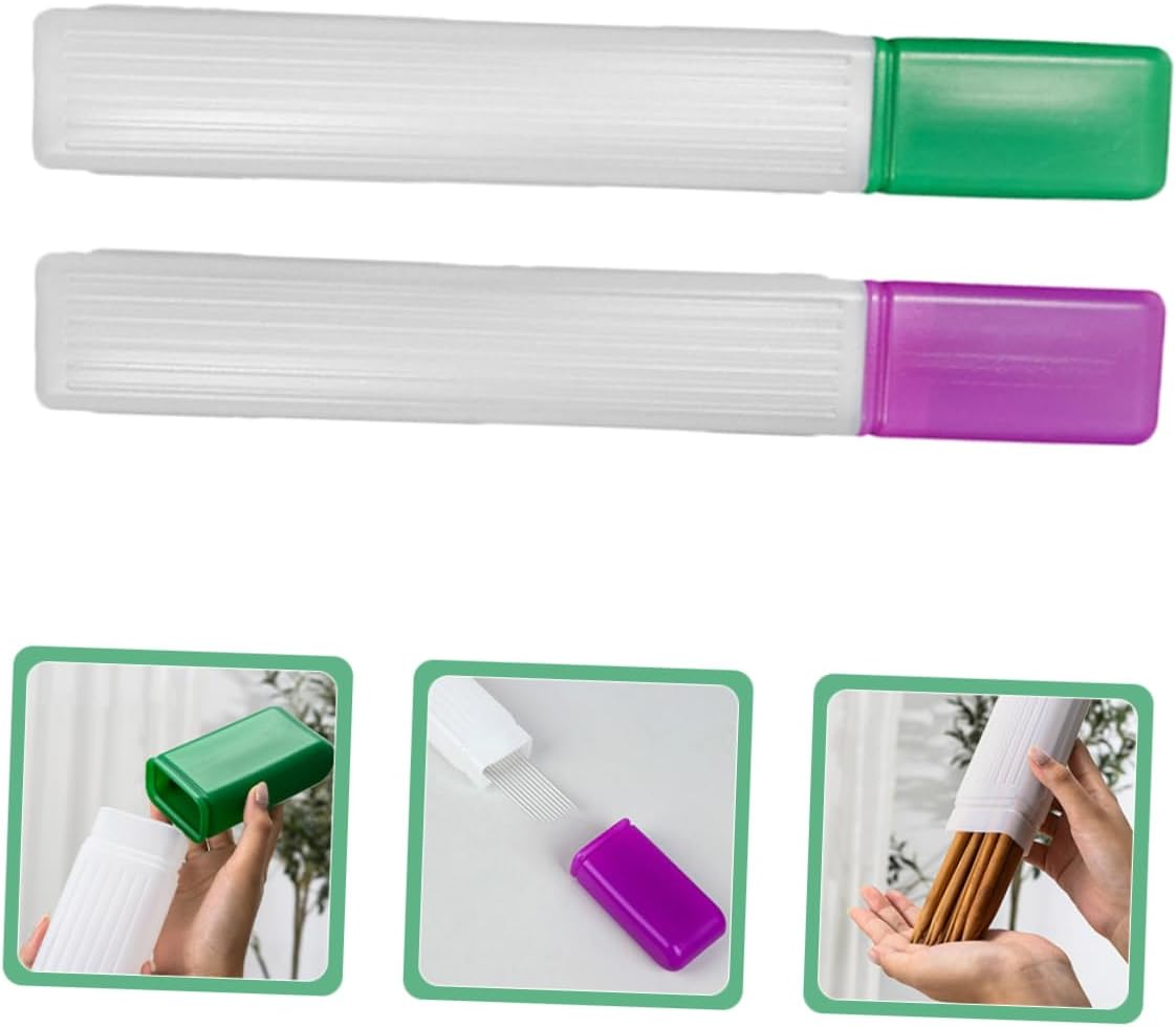 DIYEAH Knitting Needle Organizer Case 2pcs Plastic Storage Tube for Sewing Needles and Thread Smooth Surface