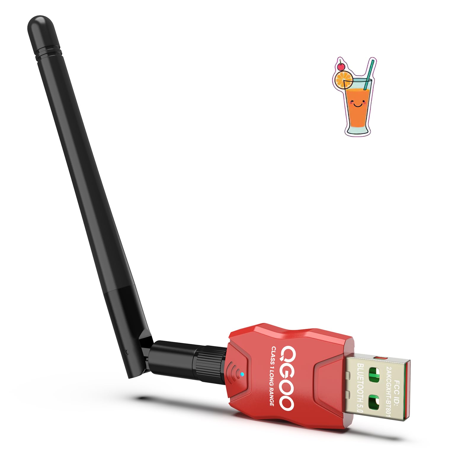 Class 1 Long Range Bluetooth Adapter for PC, QGOO USB Bluetooth Adapter for PC 5.3+EDR, Bluetooth Dongle Bluetooth Receiver Support Windows10/8.1/8/7?red-176?