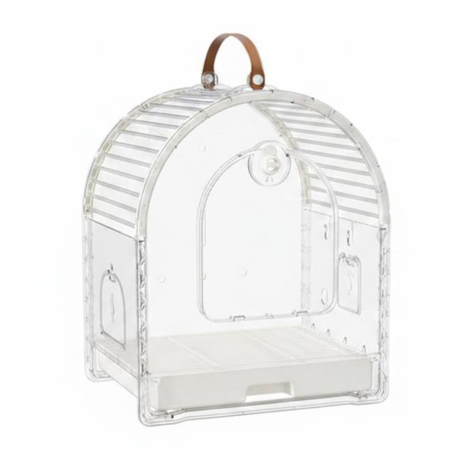 Baoblaze Jaula para Pájaros Portátil Trasportadora Aves Mascota Cuerpo Transparente Seguimiento Visual Comodidad Extraíble Mantenimiento Fácil, Blanco Arroz, Mediano