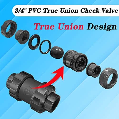 True Union Check Valve, 3/4'' PVC Check Valve, 1pcs UPVC Combination Check Valve, Heavy Duty Ball Check Valve, with Slip… - Image 4