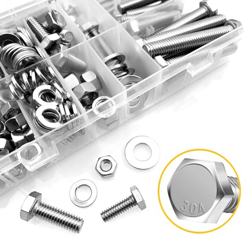 Mywish TZ00010 254Pcs Bolts And Nuts Assortment, 1/4 20 Bolt, 5/16 18 Bolt, 3/8 16 Bolt, Heavy Duty 304 Stainless Steel Bolts And Nuts Kit thumb #2