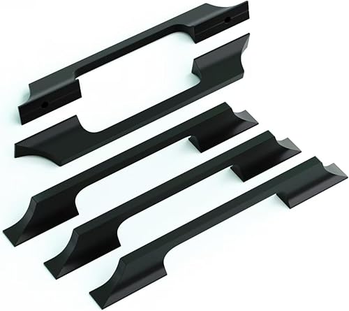 Paquete de 6 tiradores de gabinete de color negro mate, 7.56 pulgadas con espacio entre tornillos de aleación de aluminio, manijas de gabinete de