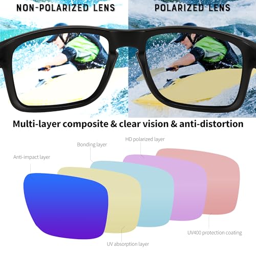 FEISEDY Men Sunglasses Polarized,Square Vintage Cycling Running Fishing Golf Hiking Sports Sun Glasses B00803