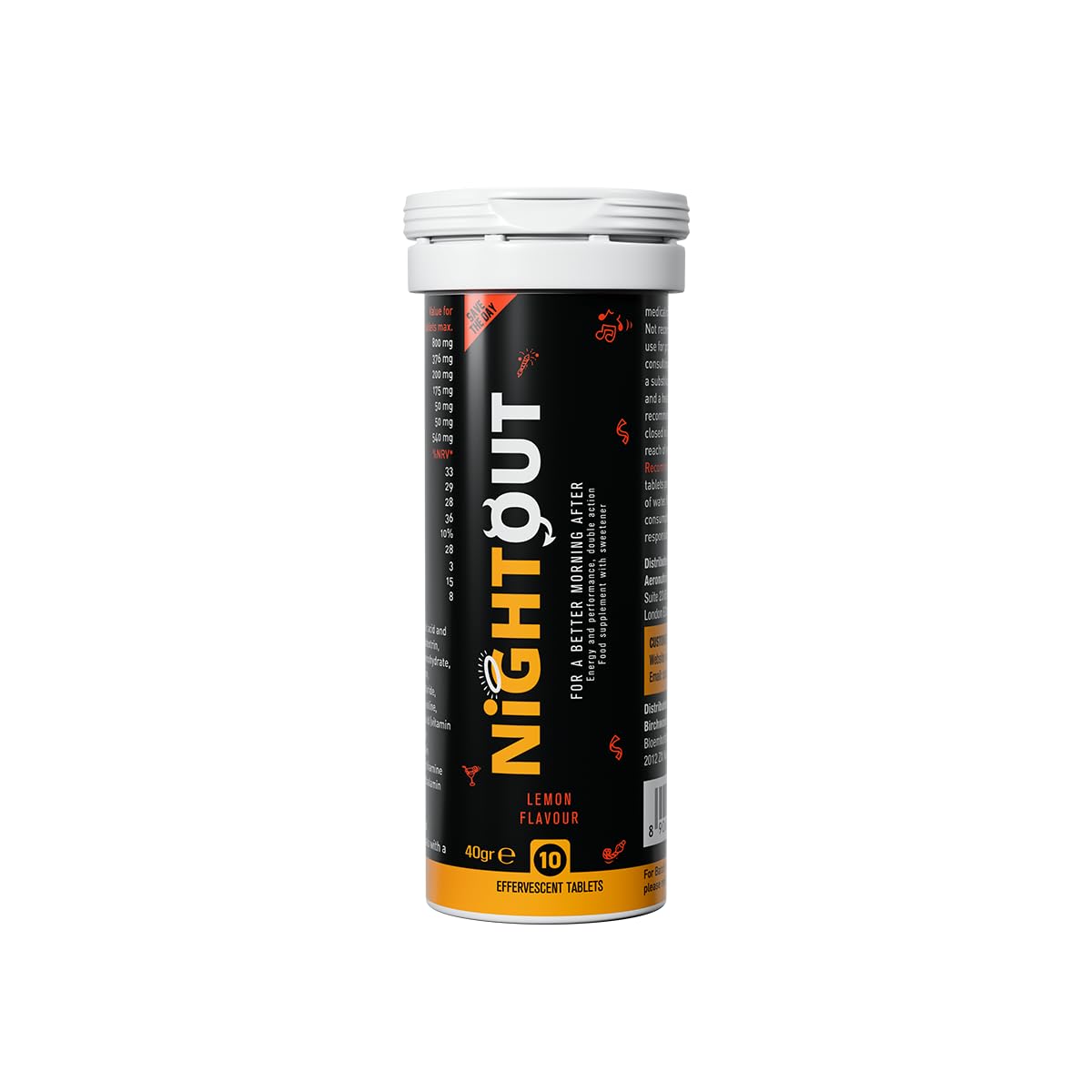Fast&Up NightOut | 10 Effervescent tabs | Instant Hangover Relief | Helps detoxify liver | Rapid hydration & energy | Helps prevent Hangover | Zero sugar | Fizzy lemon flavour