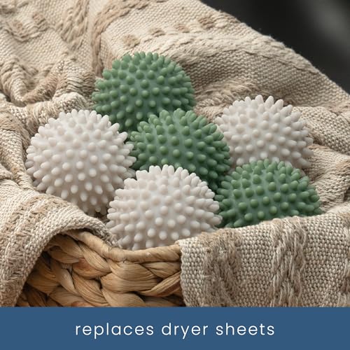 S&T INC. Reusable Plastic Dryer Balls, Fabric Softener for Laundry, Sage and Grey, 2.5 in, 6 Pack