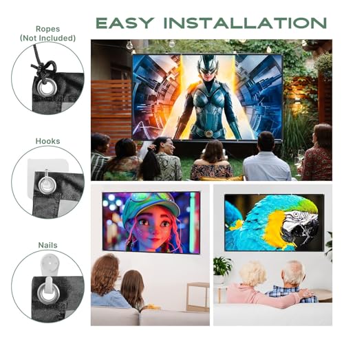 Image of AAJK Alr Outdoor Projectior Screen, 4K Movie Projector Screen 16:9 HD Foldable Anti-Crease Portable Projector, Movies Screen for Home Theater Outdoor Indoor(80in Pro)