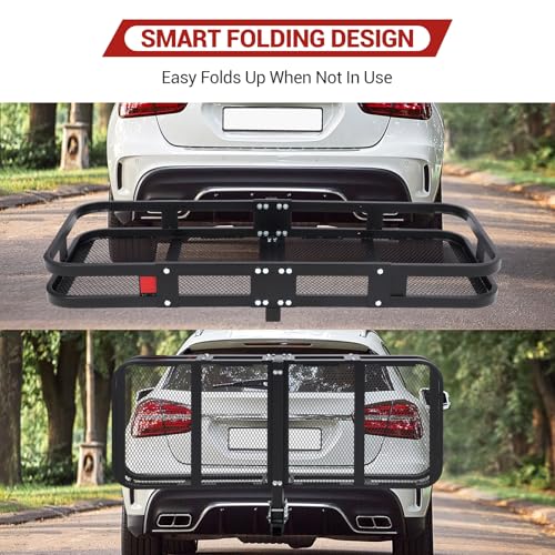 MOVECOM Gepäckträgerkorb für Anhängerkupplung, 152,4 x 61 x 15,2 cm, trägt 227 kg, mit Netz und Gurten, kompatibel mit 5,1 cm Empfängern, perfekt für SUVs und Autos
