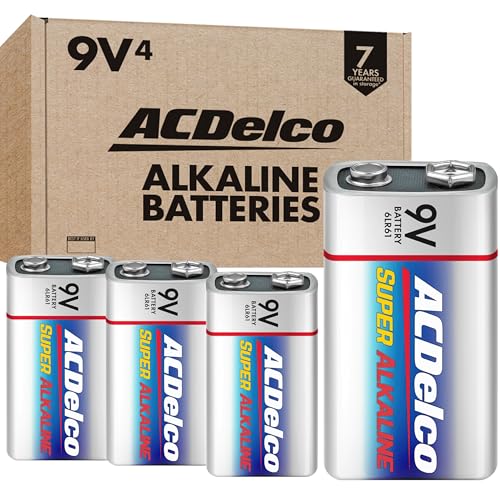 ACDelco 4-Count 9V Batteries, Maximum Power Super Alkaline Battery for Home and Office, 7-Year Shelf...