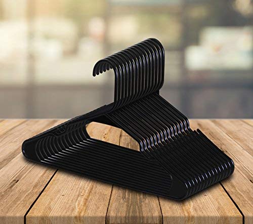 Zoyer Plastic Hangers (20 Pack, Black)- Durable Clothes Hangers- Space Saving Shirt Hangers- Slim Coat Hangers- Suit Hangers #TOP3