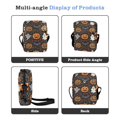KLL Halloween Orange Leopard Pumpkin messenger bag for men Vegan Leather Crossbody Small Bag For Women Shopping Woman Shoulder Handbags4