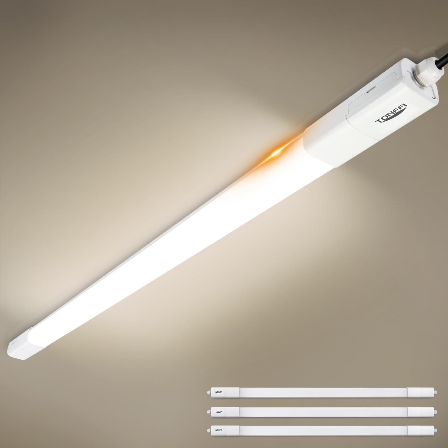 TONFFI 3 Stück LED Feuchtraumleuchte 150CM, LED Röhrenlampe, Verknüpfbar 4000K Neutralweiß 60W 7000LM Feuchtraumlampe Wannenleuchte Deckenleuchte IP65 Wasserfest für Garage Keller Werkstatt Bad Büro