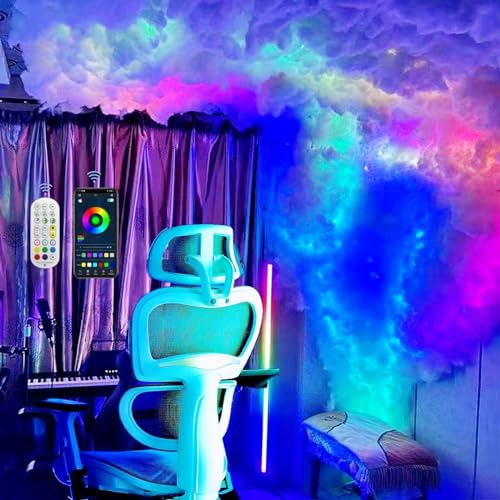 Image of Upgraded 3D Thundercloud LED Light, Cloud Music Sync Multicolor Changing Strip Light, Atmosphere DIY Creative Thunder Cloud Lamp Wall Ceiling Light for Bedroom Gaming Room Party (19.8 feet)