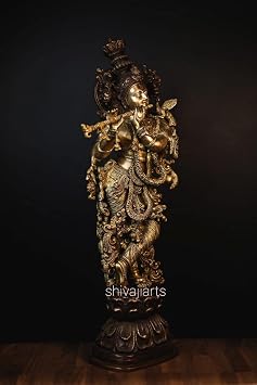 Krishna Statue Brass 75CM Double Color Big Large Size Set of 1