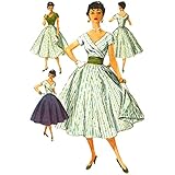 Empfohlene Stoffe: Bluse oder Rock: Längsstreifen oder pl. : Baumwolle, Calico, Polierte Baumwolle, Chambray, Piqué, Leinen, Rasen, Voile, Gingham, Seidenbroadcloth, Taft, Metzgerleinen, Shantung, Rayon, Wolljersey Kummerbund: Baumwolle, Leinen, Piqué, Rayon, Jersey