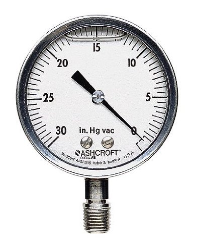 Jauge Ashcroft 1009SWL2.5 30 à 0 Hg manomètre à cadran inférieur pour vide industriel