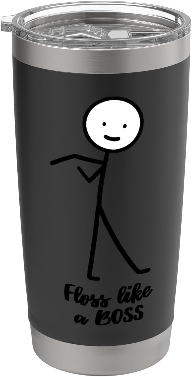 Floss Like A Boss Stick Figure Stickman Doodle Printed Funny Stainless Steel Insulated Tumbler