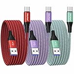 USB C Charger Cable 3M/10ft 3Pack, Long USB to USB C Cable Fast Charge USB A to USB Type C Fast Charger Cable Braided Compatible with iphone 15 16 17 Serise, Samsung Galaxy S25 S24 S23 S22 S21 S20
