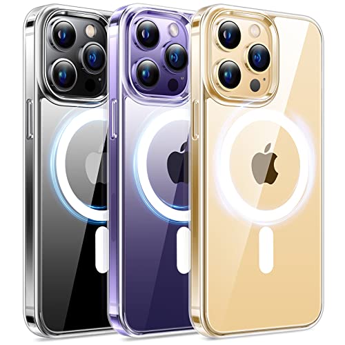 TORRAS Magnetic Diamond Clear Designed for iPhone 14 Pro Case, [Compatible with MagSafe][Never Yellow][10FT Military Grade Drop Tested] Protective Slim Thin Case for iPhone 14 Pro Phone Case, Clear