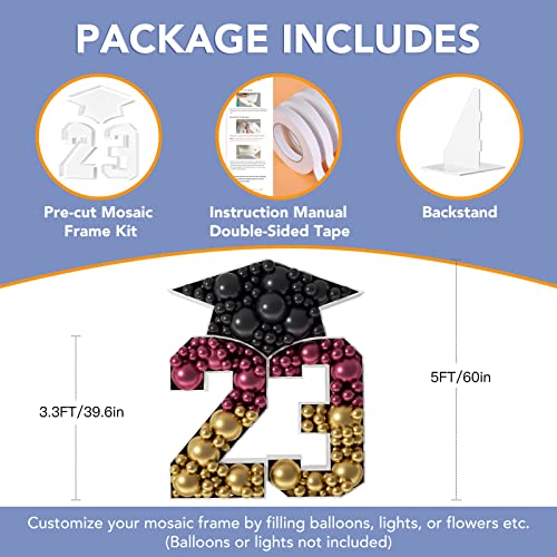 Zpisf 5Ft Graduation Decorations Class Of 2023, 60" 2023 Marquee Numbers Pre-Cut Frame Kit, Marquee Light Up Letters 23 With Graduation Cap For Preschool High School College Prom Party Decor #TOP2