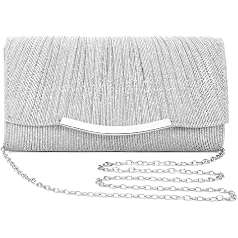 Asvert Women's Elegant Clutch Chain Bag, silver Cover