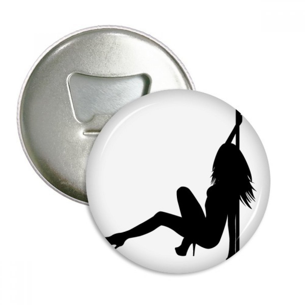 Ouvreur bouteille et badge danseur de pipe set de 3 aimants frigo argentés