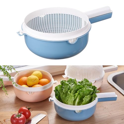 Cesta coladora de doble capa con tapa para lavado de frutas 8