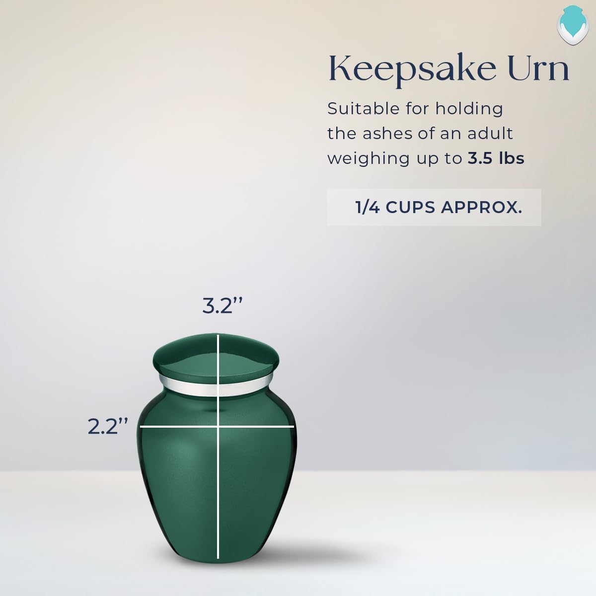 Geturns Embrace Keepsake Personalized Floating Heart Cremation Urns for Human Ashes I Green Funeral Urn for Women and Men with Double Side Engraving I 3.5 lbs