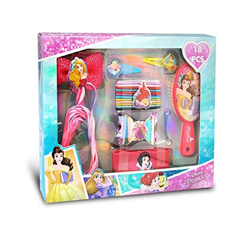 Accessori per Capelli Disney Principesse Kit 18 pz Spazzola Fermagli 2705