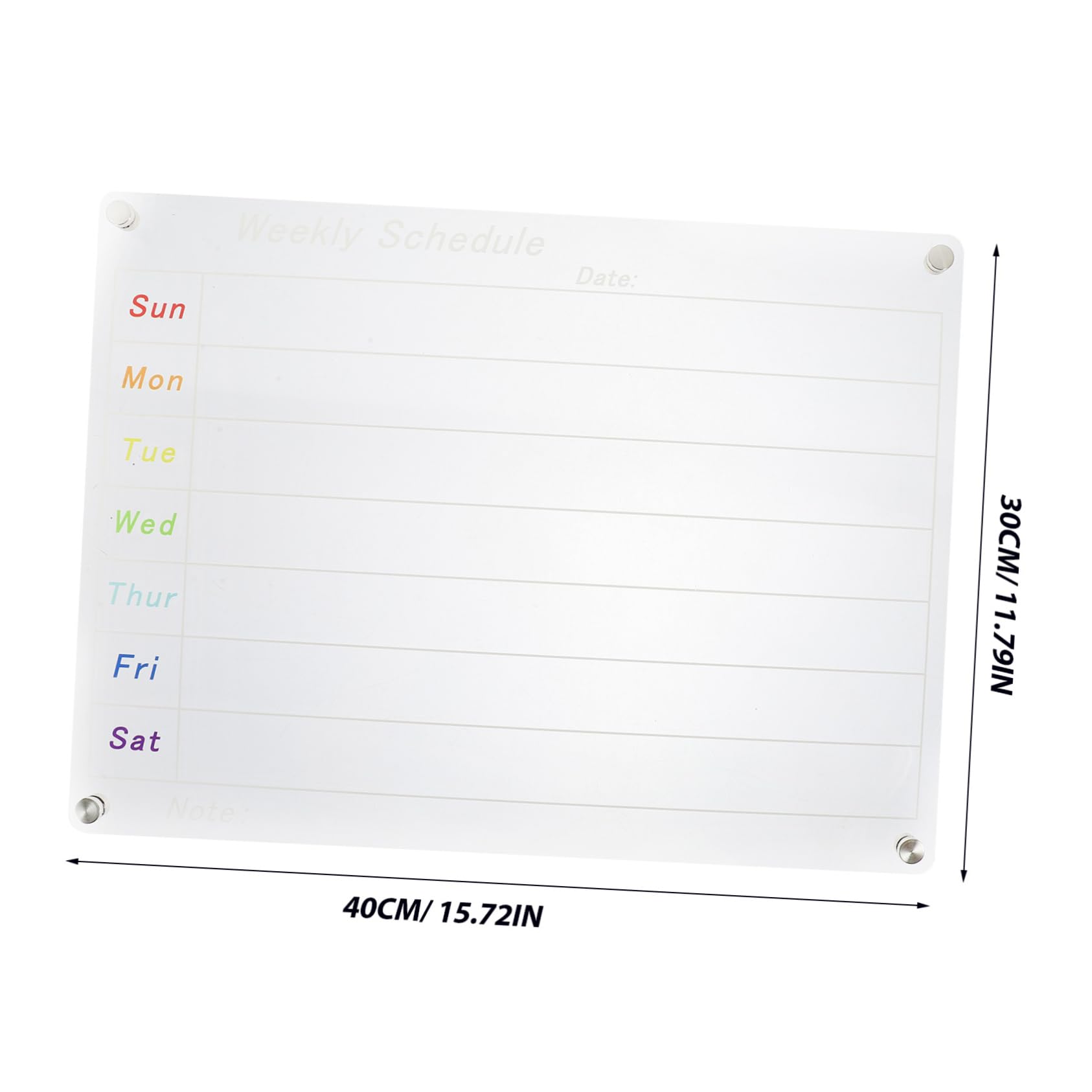 Transparenter Wochenplaner aus Acrylglas Abwischbare Planungstafel Magnettafel für Wand oder Kühlschrank Wiederverwendbares Terminplanungs-whiteboard