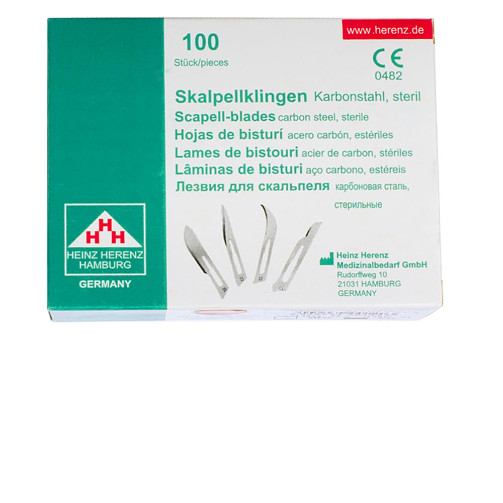 Set - 50 piezas hojas de bisturí No. 15 y mango de bisturí No. 3 - Hojas de repuesto para bisturí hechas de acero al carbono - Estéril
