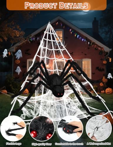 WOHOHOHO Halloween 79" Giant Spider Decorations Set Scary Outdoor Decor - 2