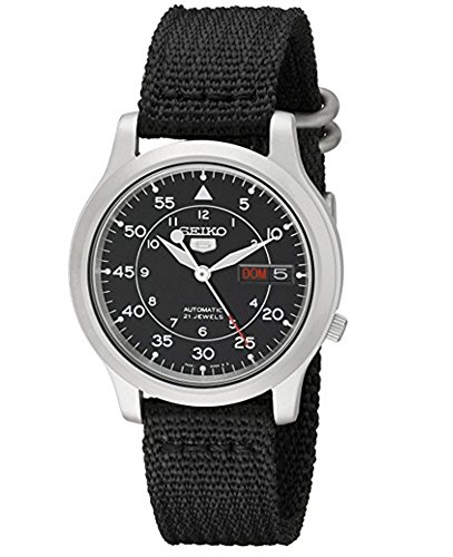(ZCR[)Seiko Y rv Men's SNK809 Seiko 5 Automatic Stainless Steel Watch with Black Canvas Strap[sAi]gellmoll
