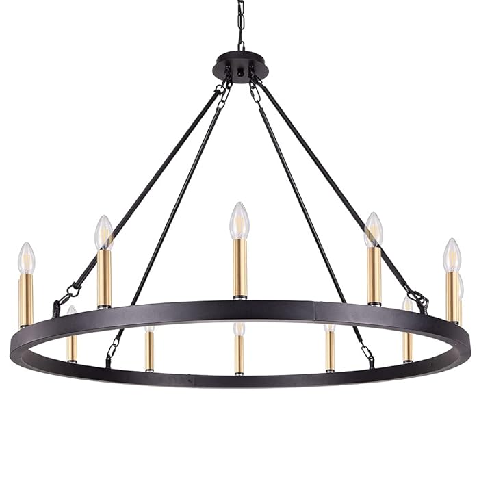 Buy Tochic 39'' Black Farmhouse Chandelier Light Fixture, 12 Lights