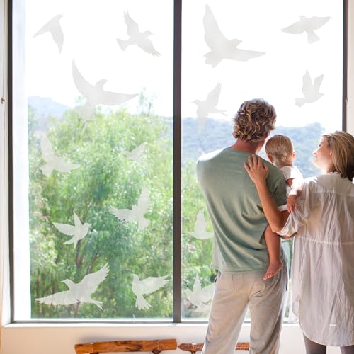 Image of 9 Sheets Bird Window Clings, Protect and Save Bird Strikes Window Stickers, Glass Door Stickers Decals, Stop Birds Flying into Windows Accessories Home Decorations