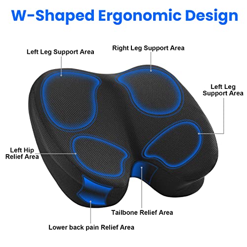 Beraliy Car Seat Cushion, Larger Size Memory Foam Heightening Seat Cushion For Short People Driving, Hip(Coccyx/Tailbone)/Lower Back Pain Relief Butt Pillow For Car, Truck, Suv, Office, Wheelchairs #TOP3