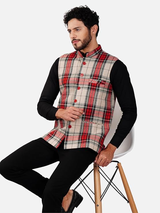 Image of DEIFIC Men's Export-Quality Indian Traditional Nehru Jacket /Waistcoat