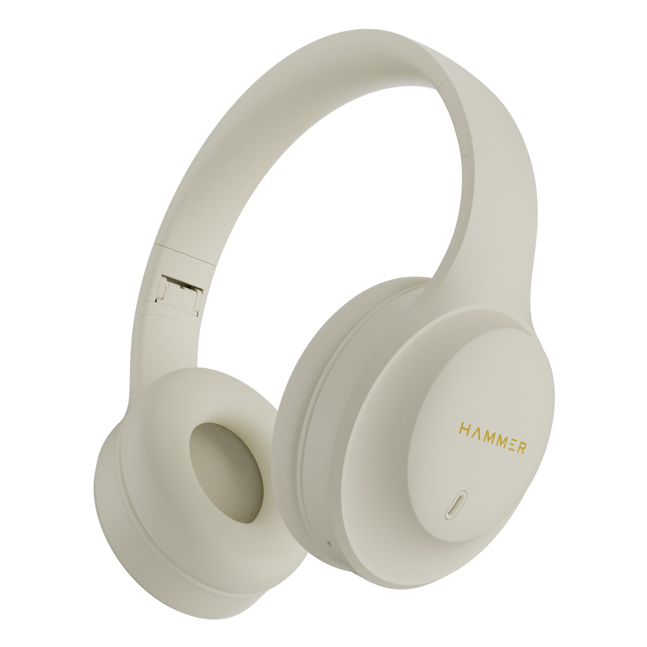 HAMMER Vibe ENC Bluetooth Headphone, 40mm Driver, Dual Pairing, 50hrs Playtime, Voice Assistant, BT V5.4, Game Mode, Soft Cushions, Lightweight Headphones for Music, Gaming and Calls (Beige)-image-13