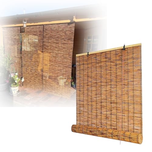 Persiana Enrollable, Cortinas Bambu, Blackout Estor Bambu, Persiana De Madera, para Terraza Cocina Jardín Porche, Varios Tamaños