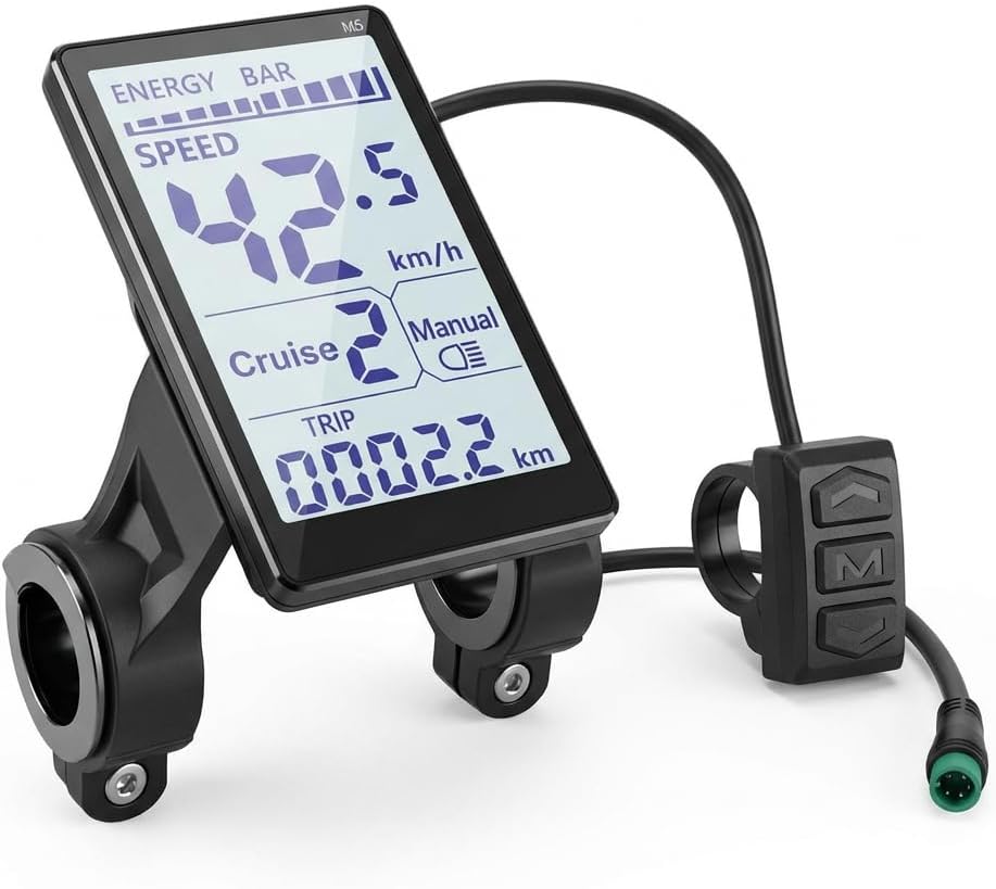 ACAGALA E-Bike LCD Display 24-60V | M5 Waterproof Meter for 31.8mm/22.2mm Handlebars | 5-Pin Connector | Protocol 2 Compatible | E-Scooter & Electric Bike