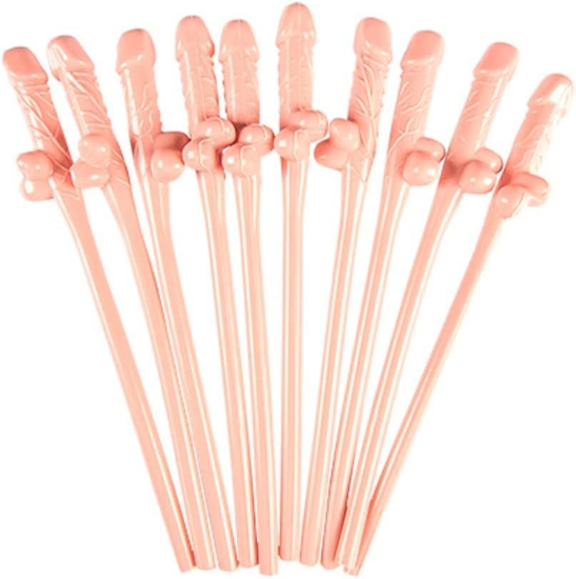 Hen Party Novelty Reusable Natural Colour Straws, Pack of 12