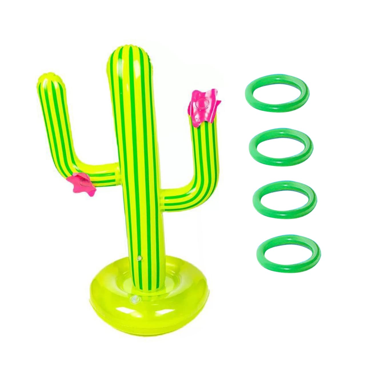 Sosoport Pool Toss Game Water Game Toy Inflatable Cactus Ring Toss 5pcs Set PVC Material for Family Fun