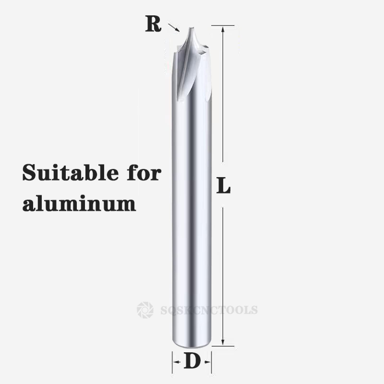 Hartmetallradius Eckenrundungsfräser Schaftfräser CNC-Werkzeug R0.5 R1 R2 R3 R4 R6 Anfasen der Außenradien Viertelkreisfräser,R2x6Dx50L