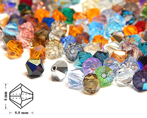 Preciosa Bohemian Crystal Pearls 6 mm Double Cone Colourful Mix Czech Pearls Glass Pearls Bicone Beads Pack of 50 - Image 3