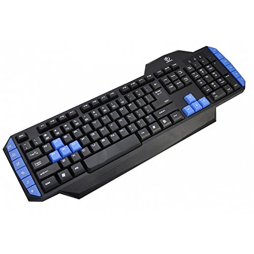 Rebeltec Warrior USB QWERTY Poli Noir, Bleu - Claviers (Standard, Avec fil, USB, Clavier Ă membrane, QWERTY, Noir, Bleu)