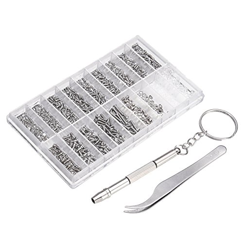 OUNONA Kit de reparo de óculos 1000 peças para óculos e relógios Spectacles com parafusos pequenos,