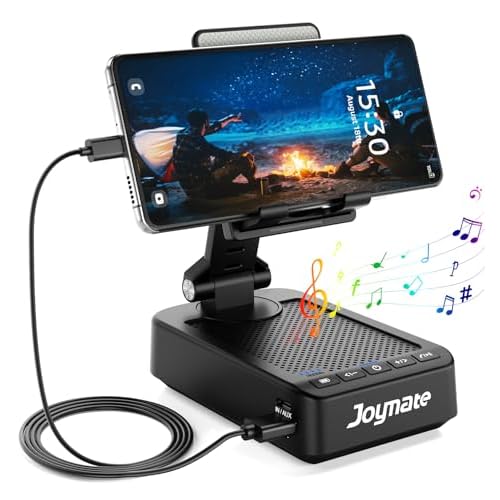 Joymate Gifts for Men Women, Bluetooth Speaker Phone Stand with Charging Function 360° Rotable Adjustable Cell Phone Holder HD Surround Sound for Desk Fits All Phones,Tablet (Black)
