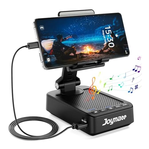 Joymate Gifts for Men Women, Bluetooth Speaker Phone Stand with Charging Function 360° Rotable Adjustable Cell Phone Holder HD Surround Sound for Desk Fits All Phones,Tablet (Black)