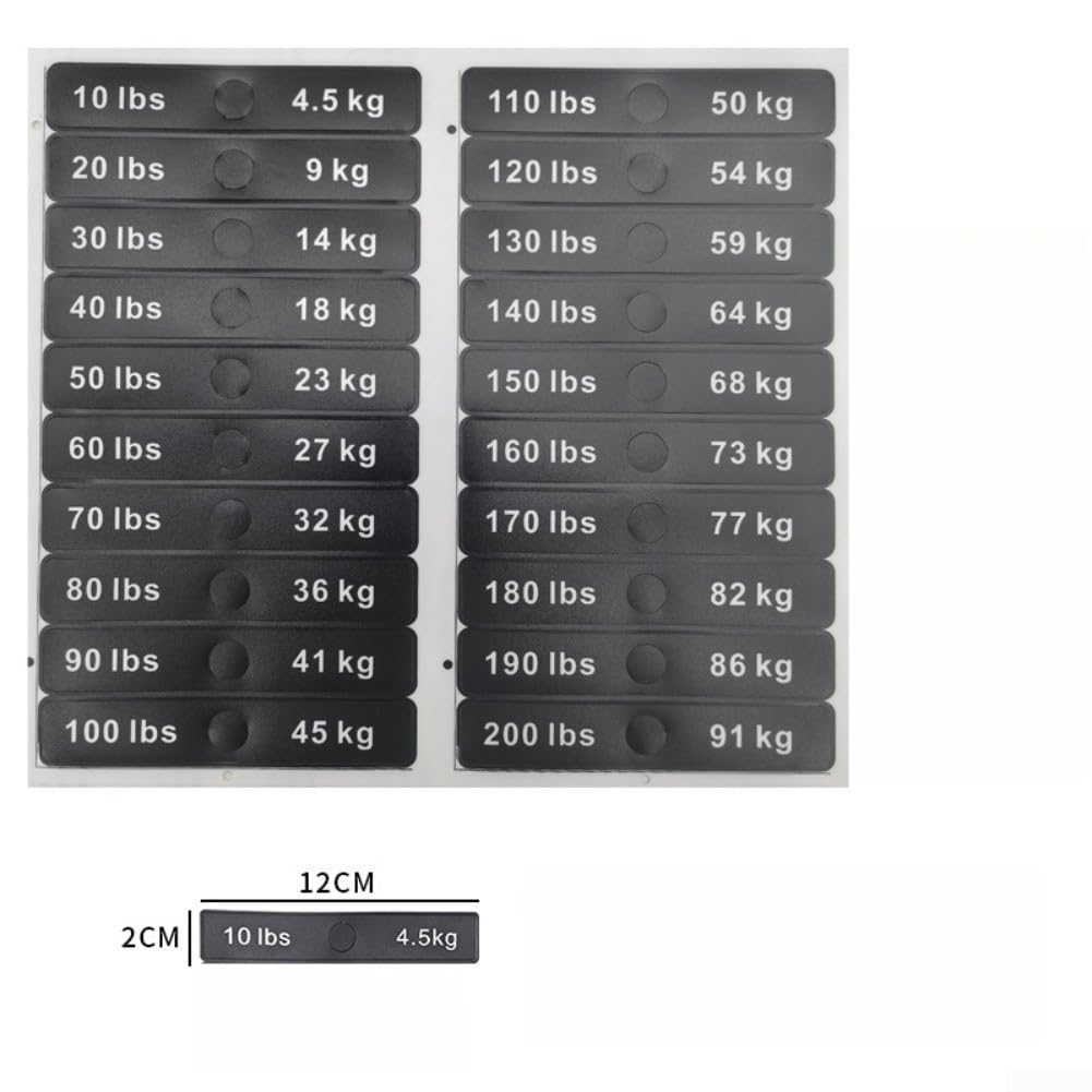 Etiquetas Peso Gimnasio 4.5-91kg Adhesivas Plástico(12 * 2 * 0.1cm)