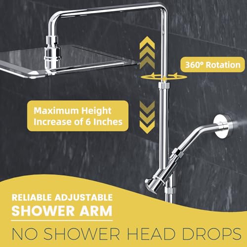 Shineforu 10 Inch Metal Rain Shower Heads with Handheld Spray Combo, Dual Shower Head with Adjustable Slide Bar and Stainless Steel Hose, Height Adjustable, Chrome — view 3