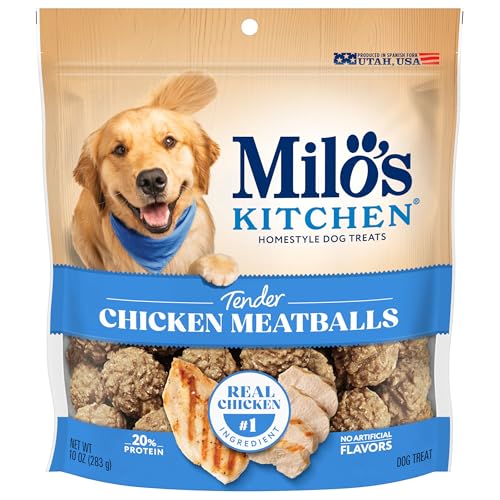 Milos Kitchen Chicken Meatballs Dog Treats 10 Oz. Bag